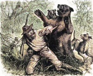 Hugh Glass attacked by a bear.