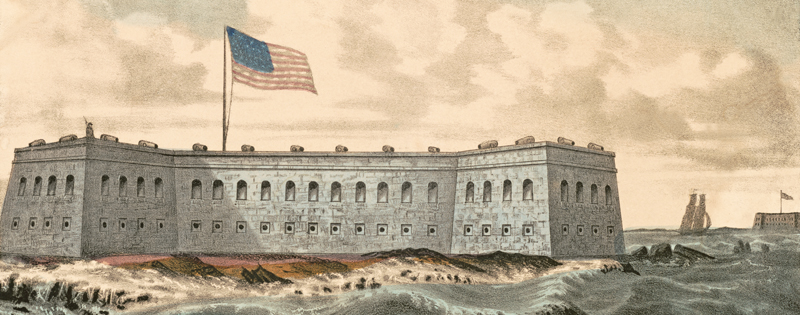 Fort Pickens in Pensacola Harbor, Florida by Currier & Ives, abt 1865.