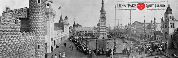 Rare panoramic picture of Luna Park taken from the Chutes shortly after opening in 1903.