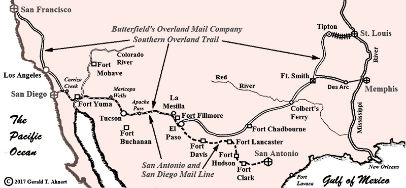San Antonio–San Diego Mail Line Map, courtesy of City of Santa Clarita, California.