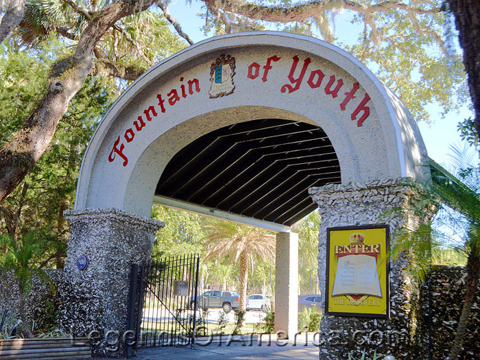 Fountain of Youth entrance in St. Augustine, Florida. Photo by Kathy Alexander, 2017. Fountain of Youth entrance in St. Augustine, Florida.