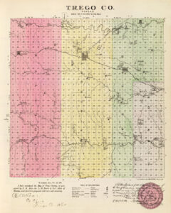 Trego County Map by L.H. Everts, 1887.