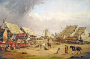 Indian camp at Fort Colvile, Washington, by Paul Kane.