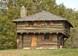 Fort Ouiatenon, Indiana blockhouse, courtesy Wikipedia.